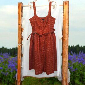 Collectif Orange Polka Dot Swing Dress US 12 UK 16